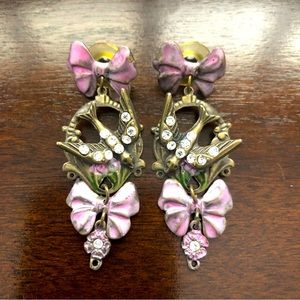 Flower and bird earrings